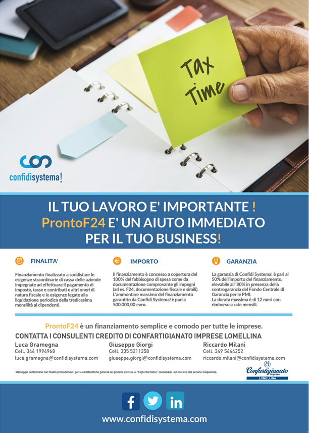 Tasse e tredicesime: Pronto F24 è un aiuto immediato per il tuo business